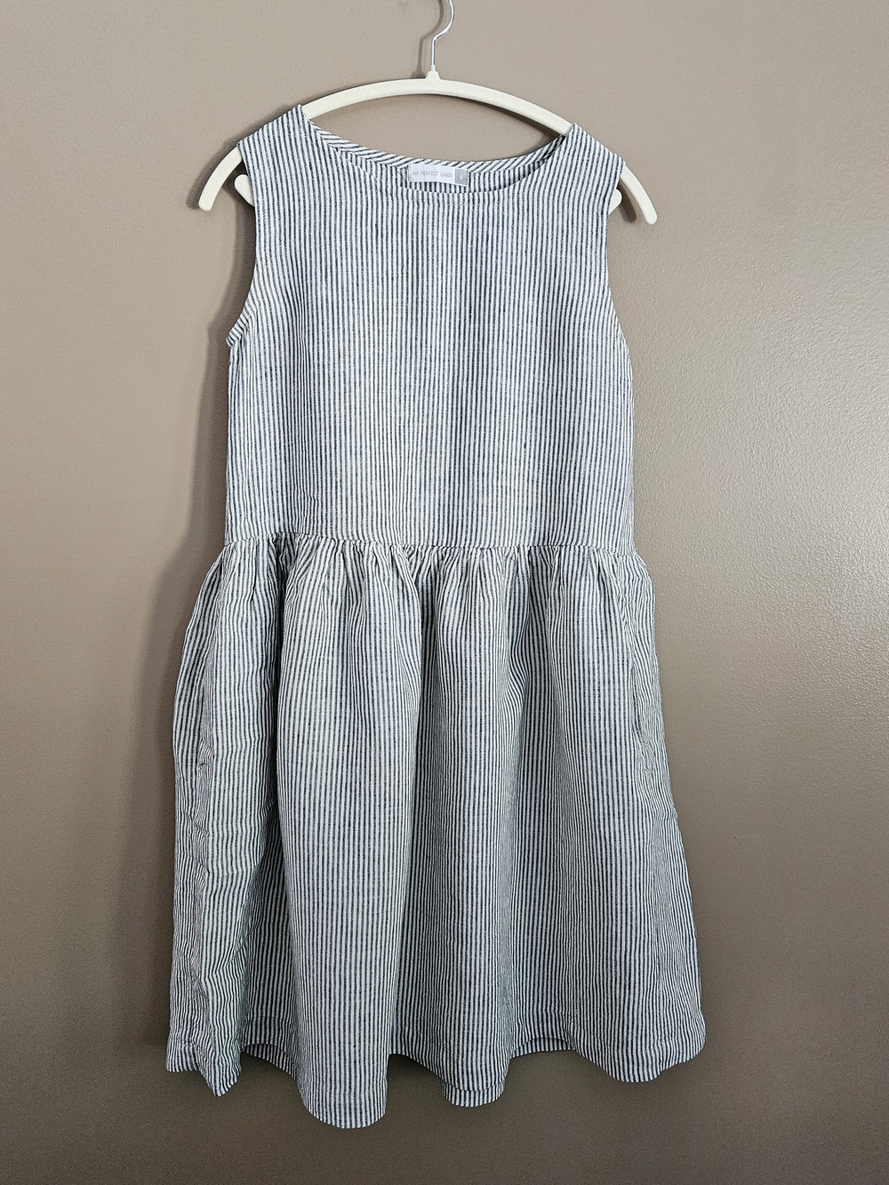 notPERFECTLINEN Blue and White Striped Midi Dress